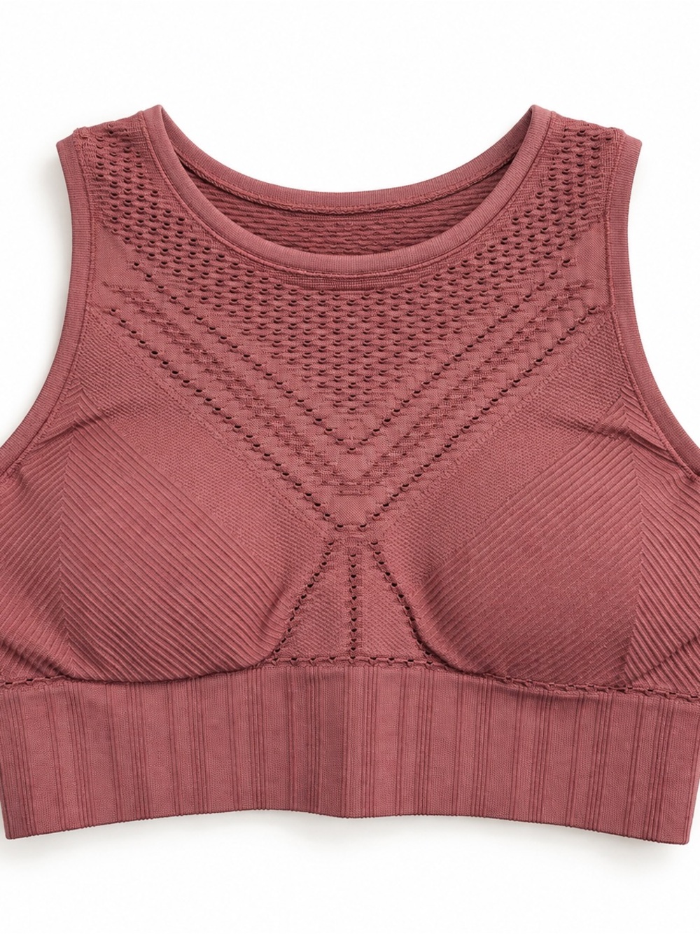 Athleta Seamless Ribbed Crop Sports Bra XS Mauve